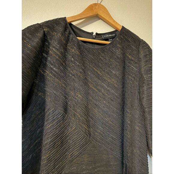 Lane Bryant Size 18W Half Sleeve Texture Sheath Dress Metallic Black Silver Gold - Picture 8 of 11